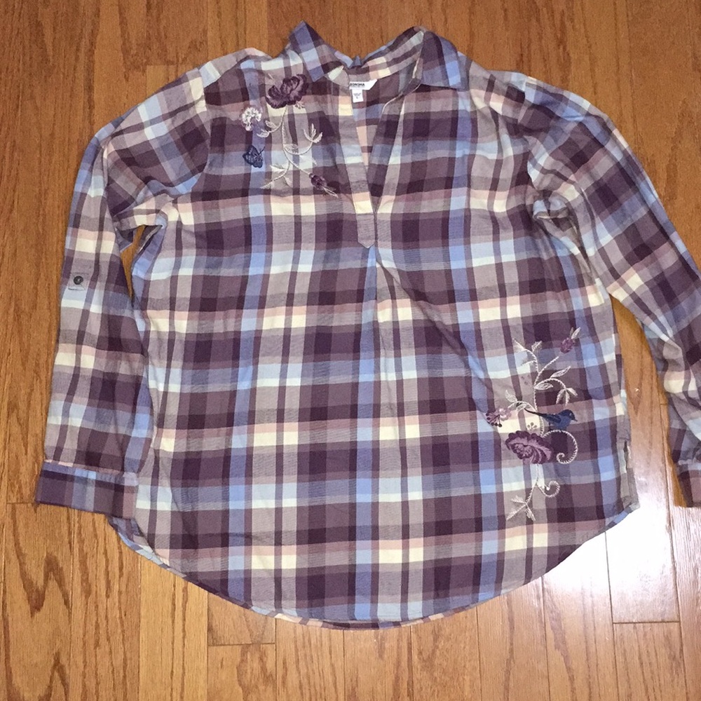 Sonoma Embroidered Plaid Shirt L
